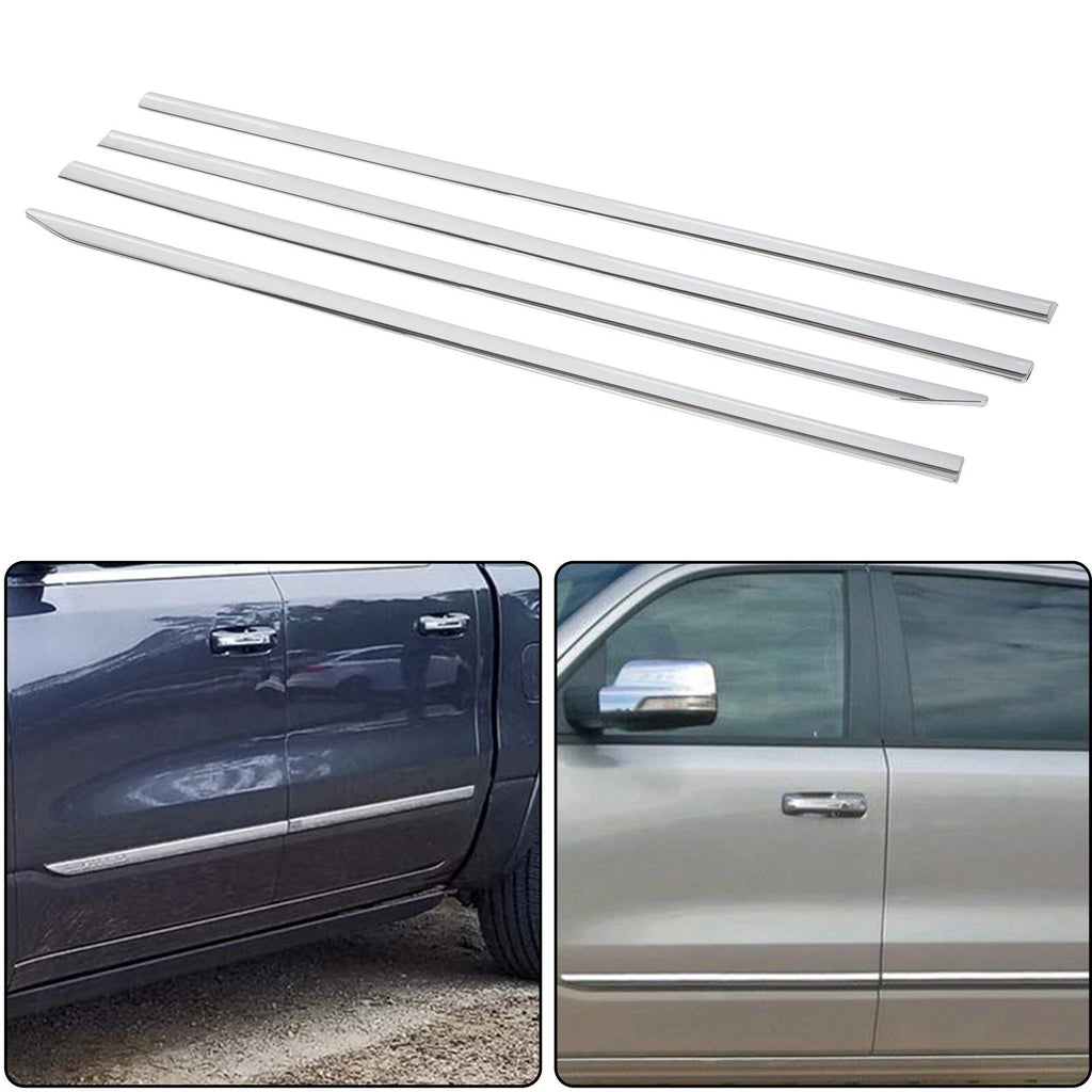 Set of 4 Chrome Body Side Door Molding Trim for Ram 1500 Crew Cab (2019–2022)