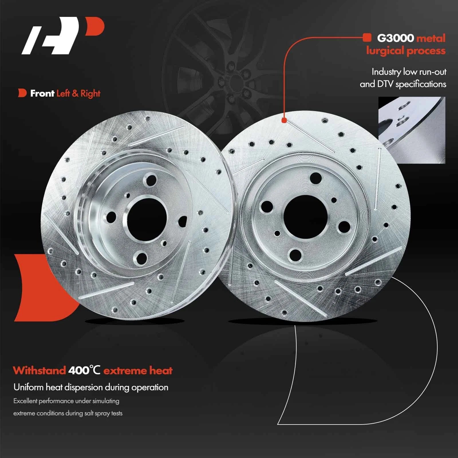 Front Drilled Brake Rotors for Toyota Corolla (1993-2002)