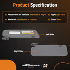 Pair Sun Visors for Hyundai Accent (2011-2015) Gray Left Right