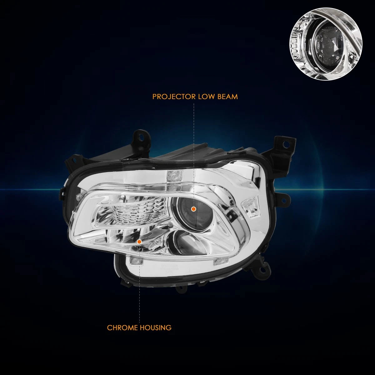 OE Style Chrome Housing Clear Lens Projector Headlights for Jeep Cherokee (2014–2018)
