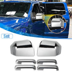 Top Half Mirror Cover Cap + Door Handle Cover for Ford F150 (2015–2023) Chrome