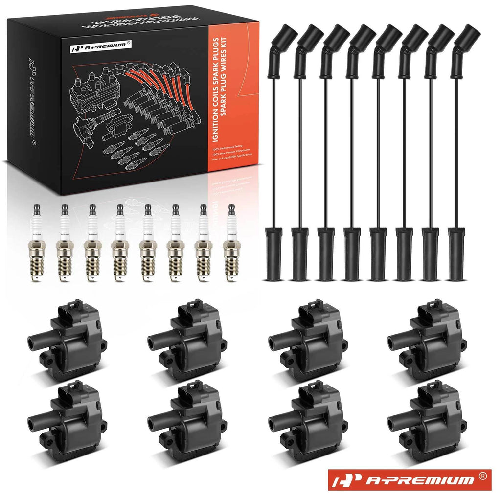 8x Ignition Coils, Iridium Spark Plugs & Wires for Chevrolet (2007–2014)