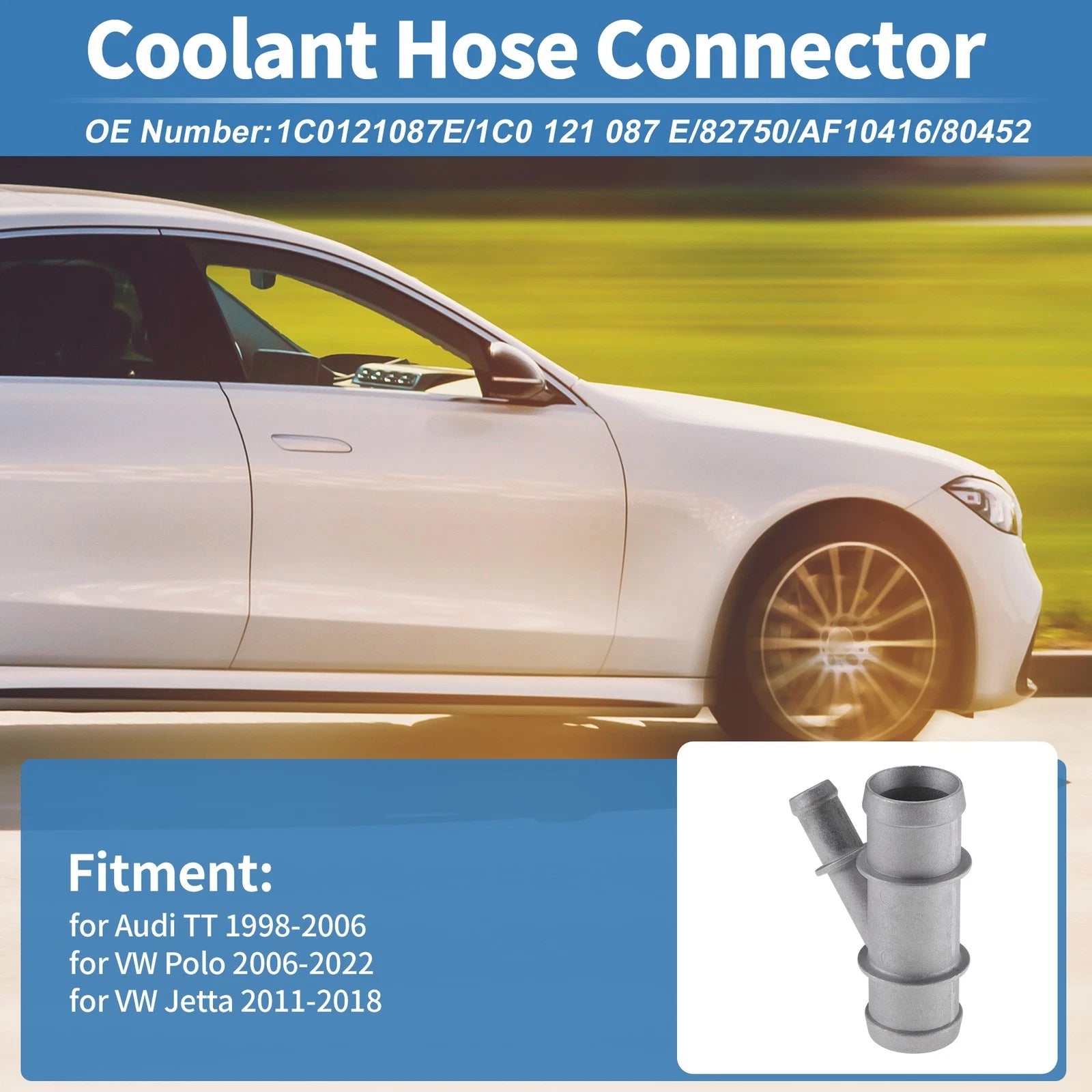 Engine Coolant Hose Connector for Audi TT (1998–2006) No. 1C0121087E Aluminum