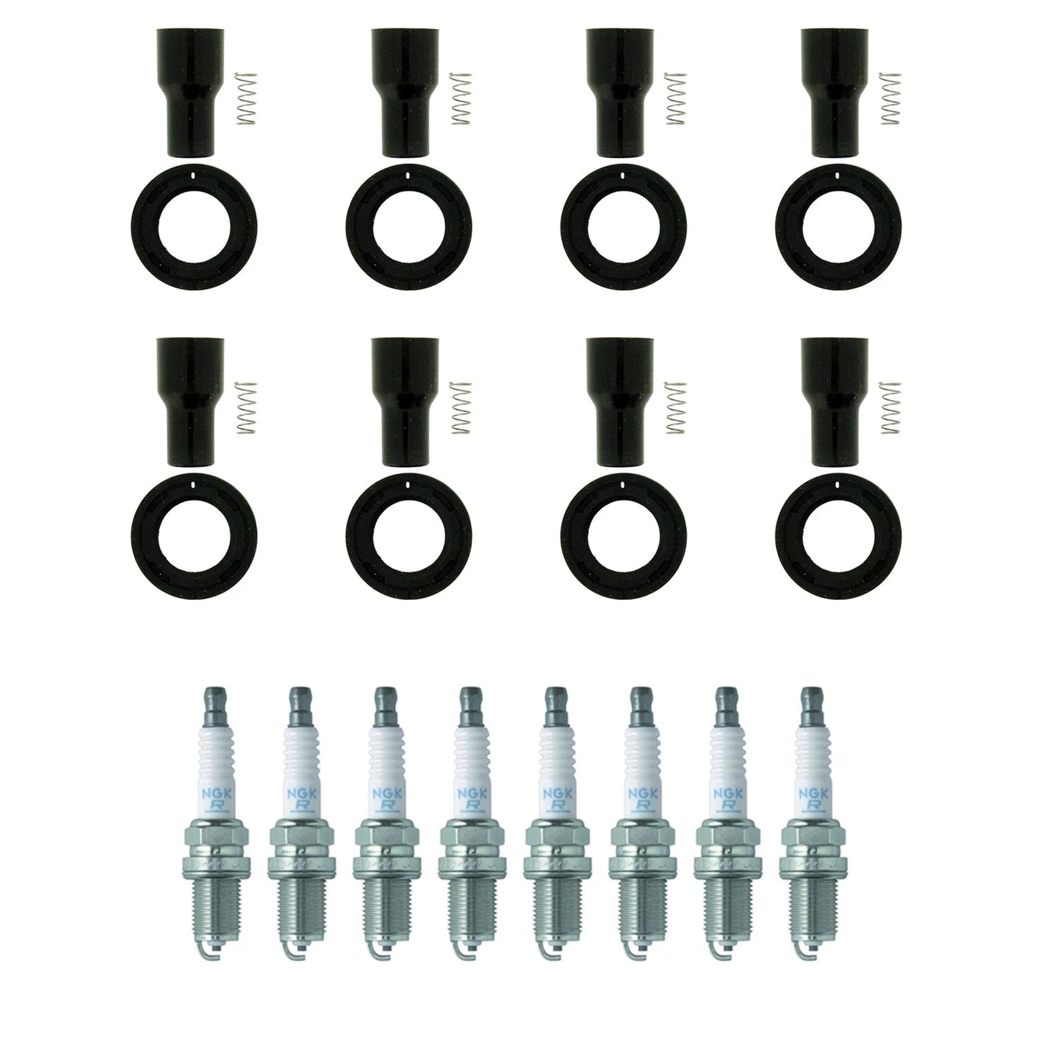 Set of 8 NGK V-Power Spark Plugs & Coil Boots for 4Runner GX470 LandCruiser LS430 V8