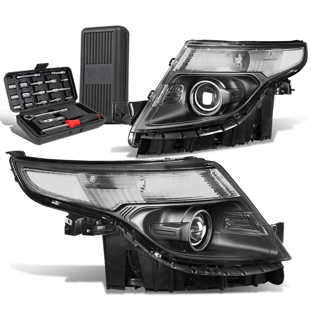 Projector Headlight Lamp for Ford Explorer (2011–2015) Black/Clear