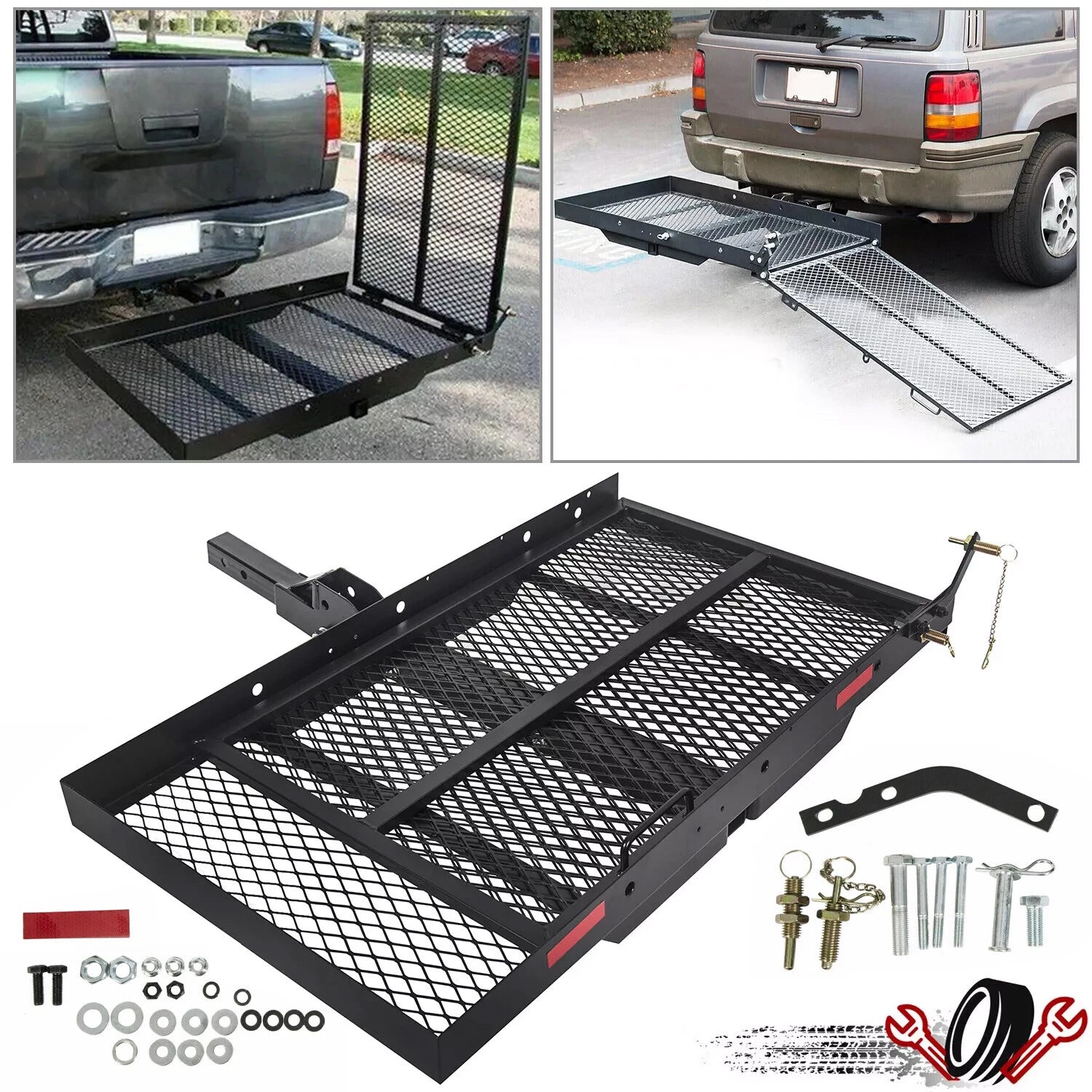 Folding Mount Cargo Carrier for Wheelchair (500LB Capacity)