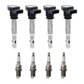 Set of 4 Ignition Coils & Denso U-Groove Spark Plugs for Audi A3 A4 A6 CC GTI Tiguan