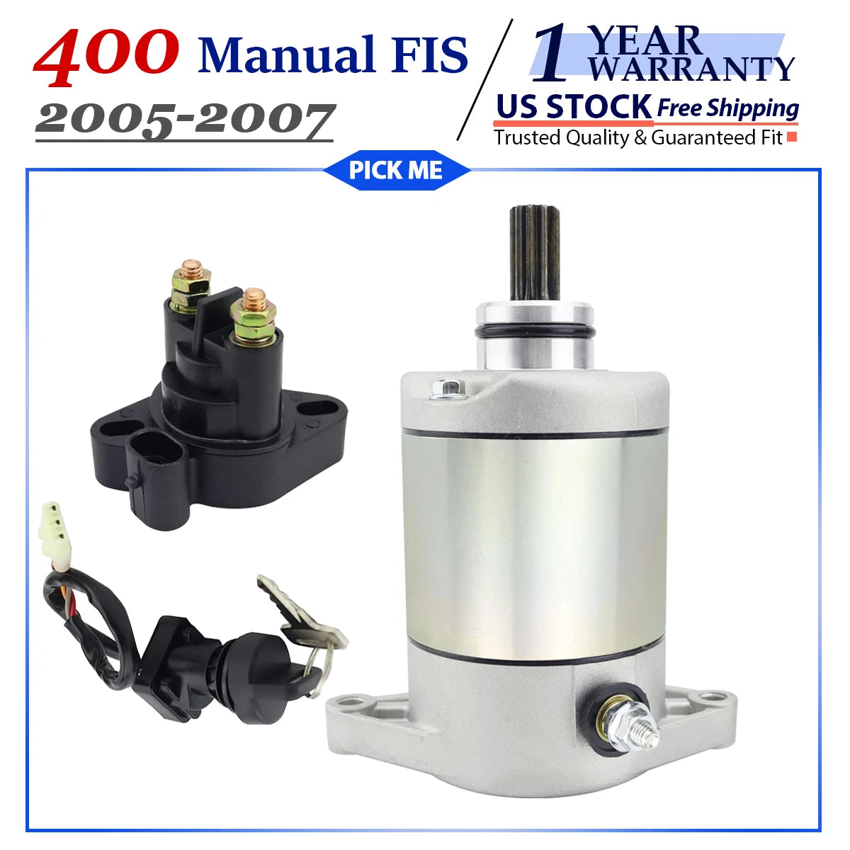 Starter with Relay & Ignition Switch for Arctic Cat 400 Manual FIS 4x4 (2005–2007)