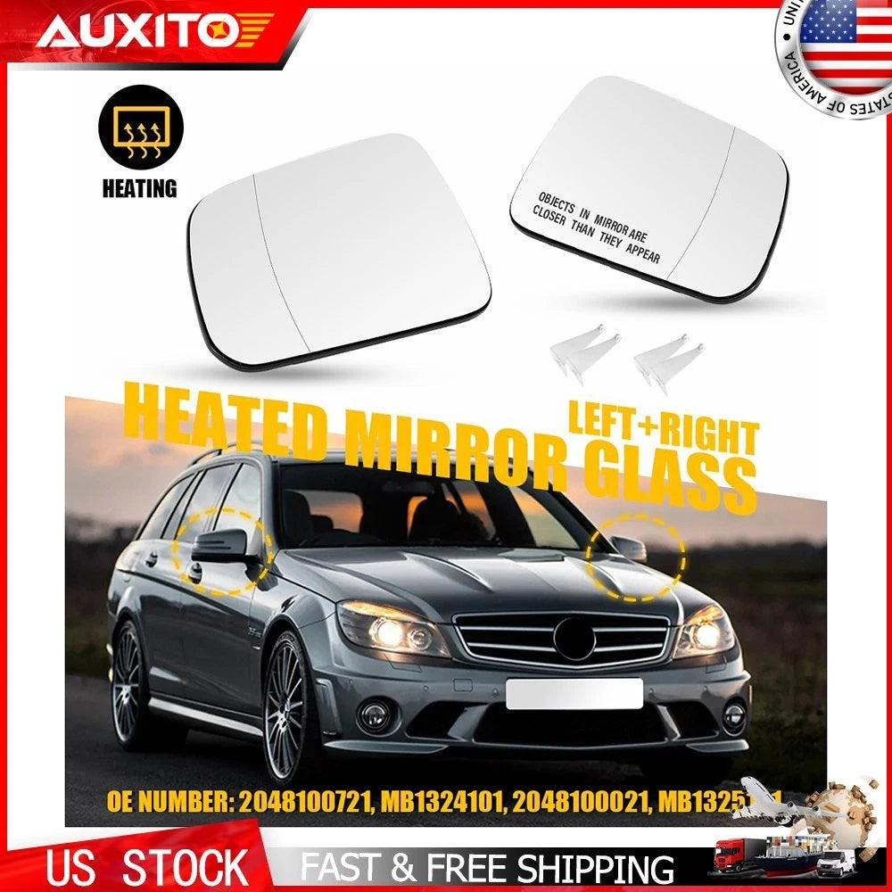 2Pc Heated Side Mirror Glass for Mercedes-Benz C63 AMG (2008–2011)