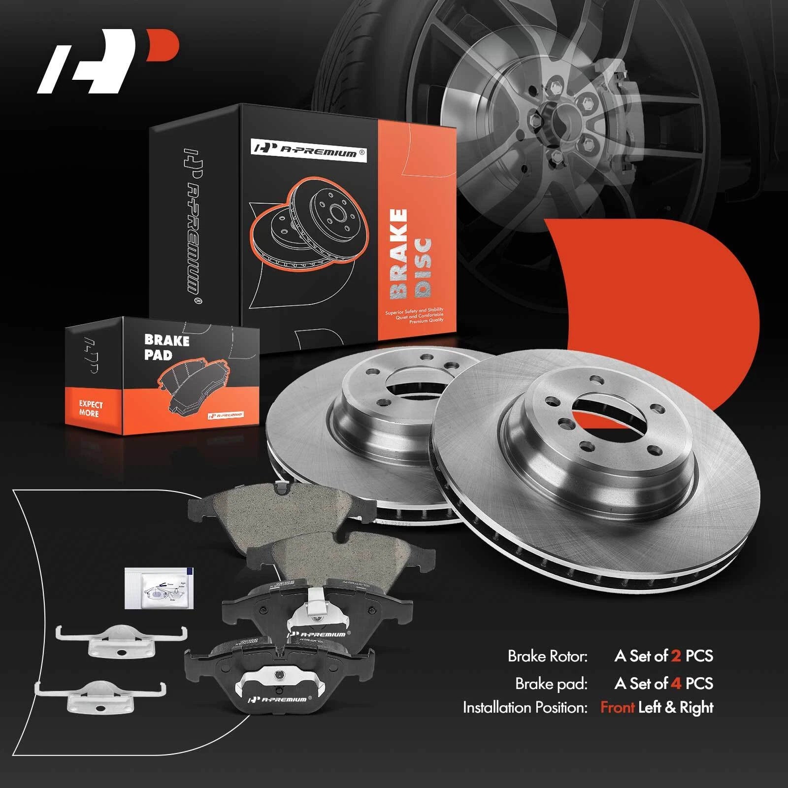Front Disc Brake Rotors & Ceramic Pads for BMW 335i 2007-2013