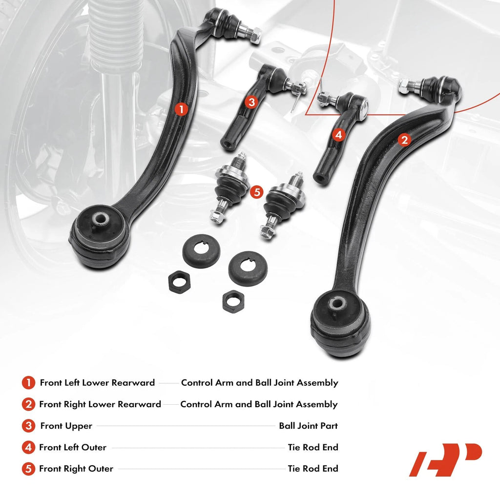 6X Control Arm with Ball Joint Tie Rod End for Ford Fusion (2013–2020)