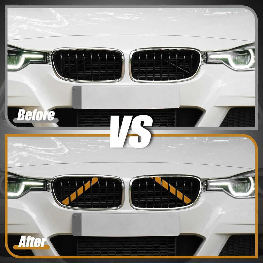 Pair ABS Front Grille Trim Strips Cover Yellow for BMW 5 6 7 Series 
