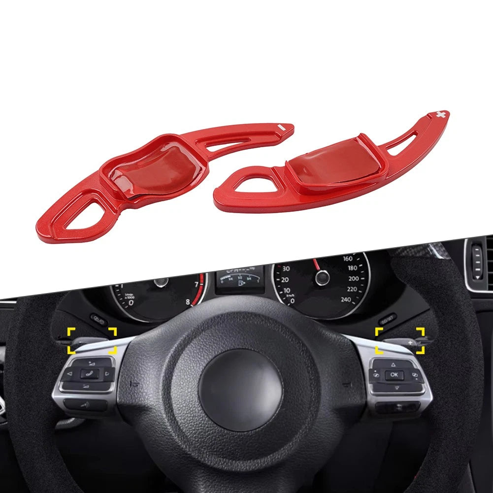 Steering Wheel Paddle Shifter Extensions for VW Golf Jetta Passat Polo (2005–2016) Red