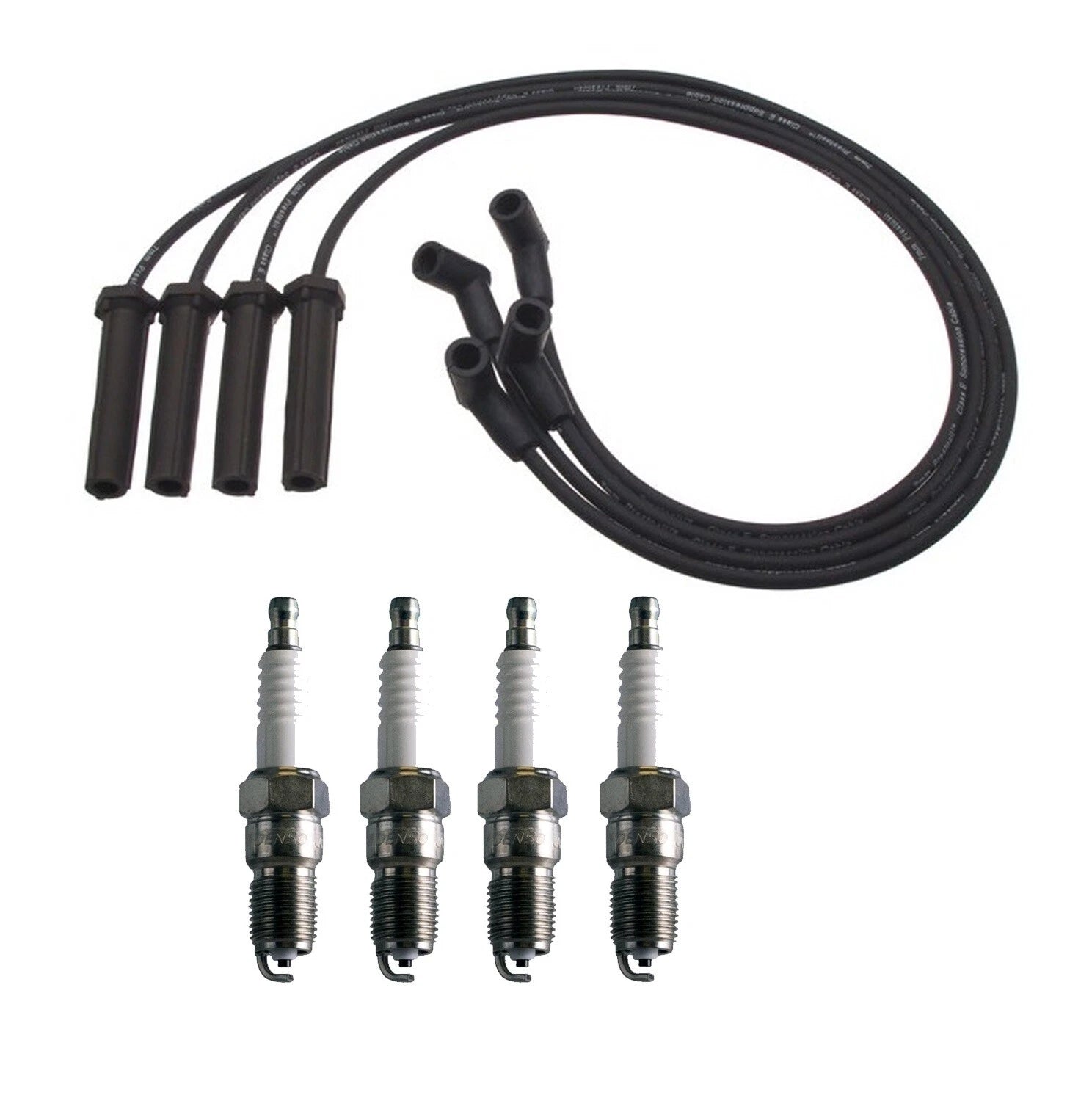 Denso 7mm Wire Set & 4 U-Groove Spark Plugs for Chevy GMC L4
