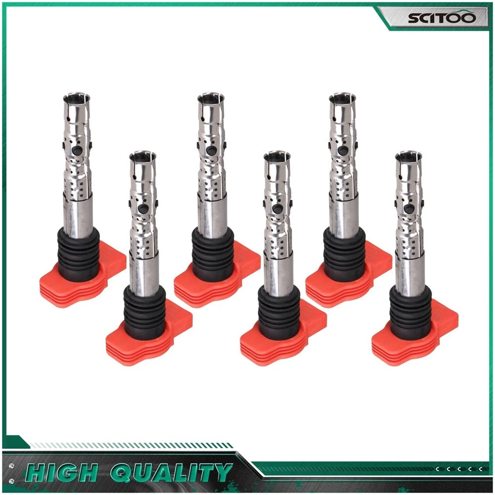 Set of 6 Ignition Coils for Audi A4 A6 (2002–2006) 3.0L