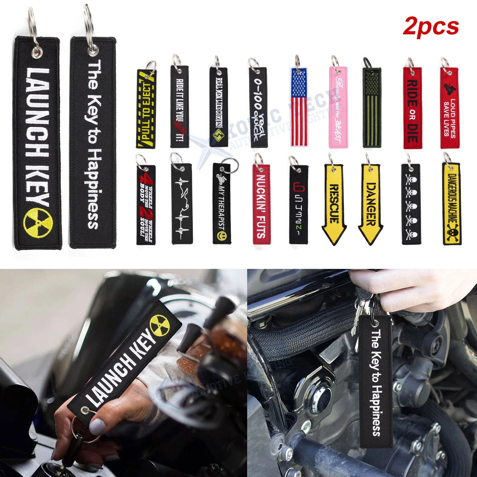 Funny Men Cool Double-Sided Embroidery Car Racing Keychain for Auto & Bike