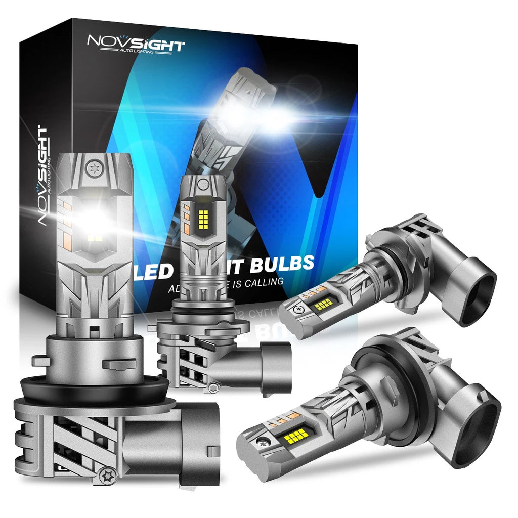4X 9005 H11 LED Headlight Bulbs Kit for NOVSIGHT (180W, 40000LM, 6500K)