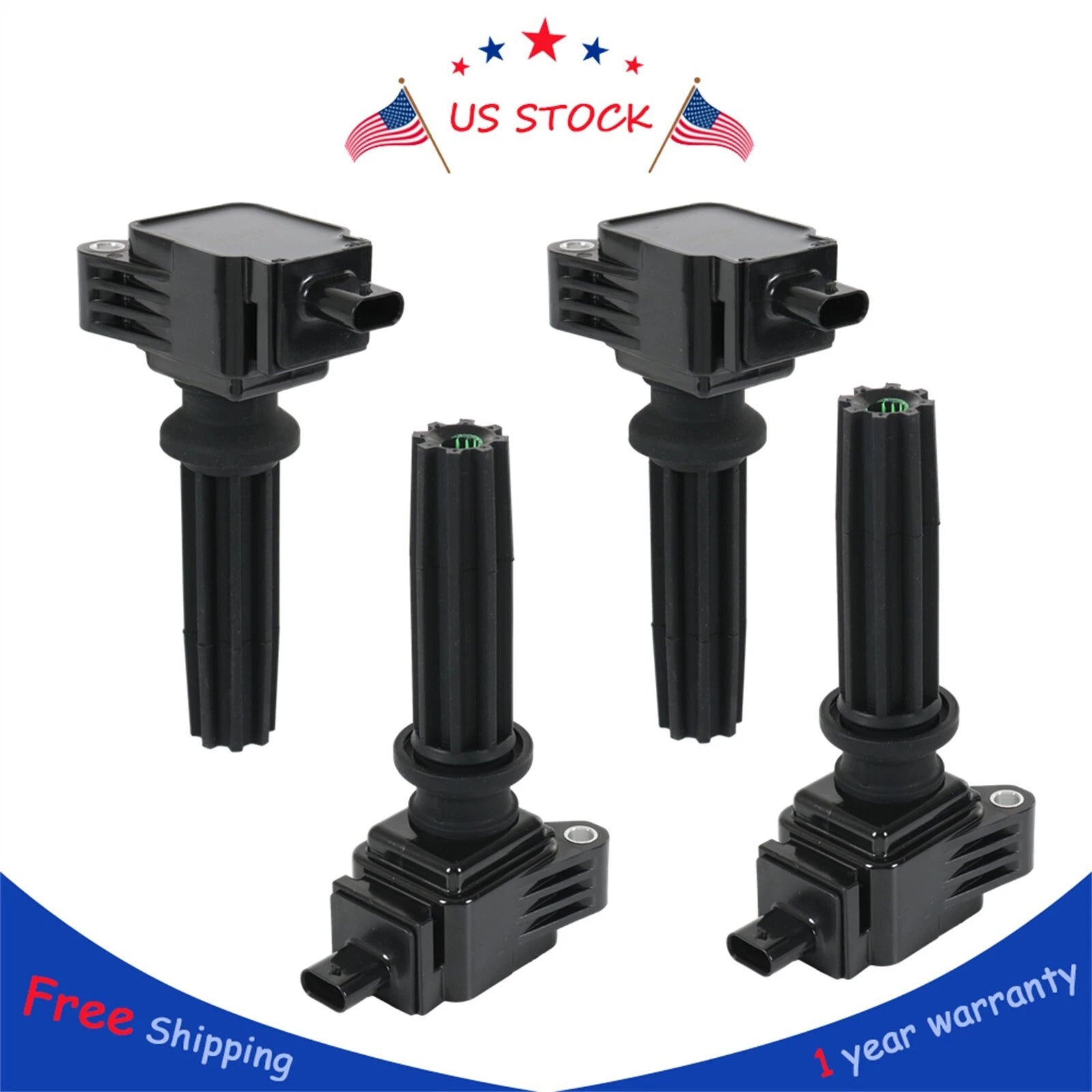 Set of 4 Ignition Coils for Ford Edge Escape Focus Fusion (2007–2019)