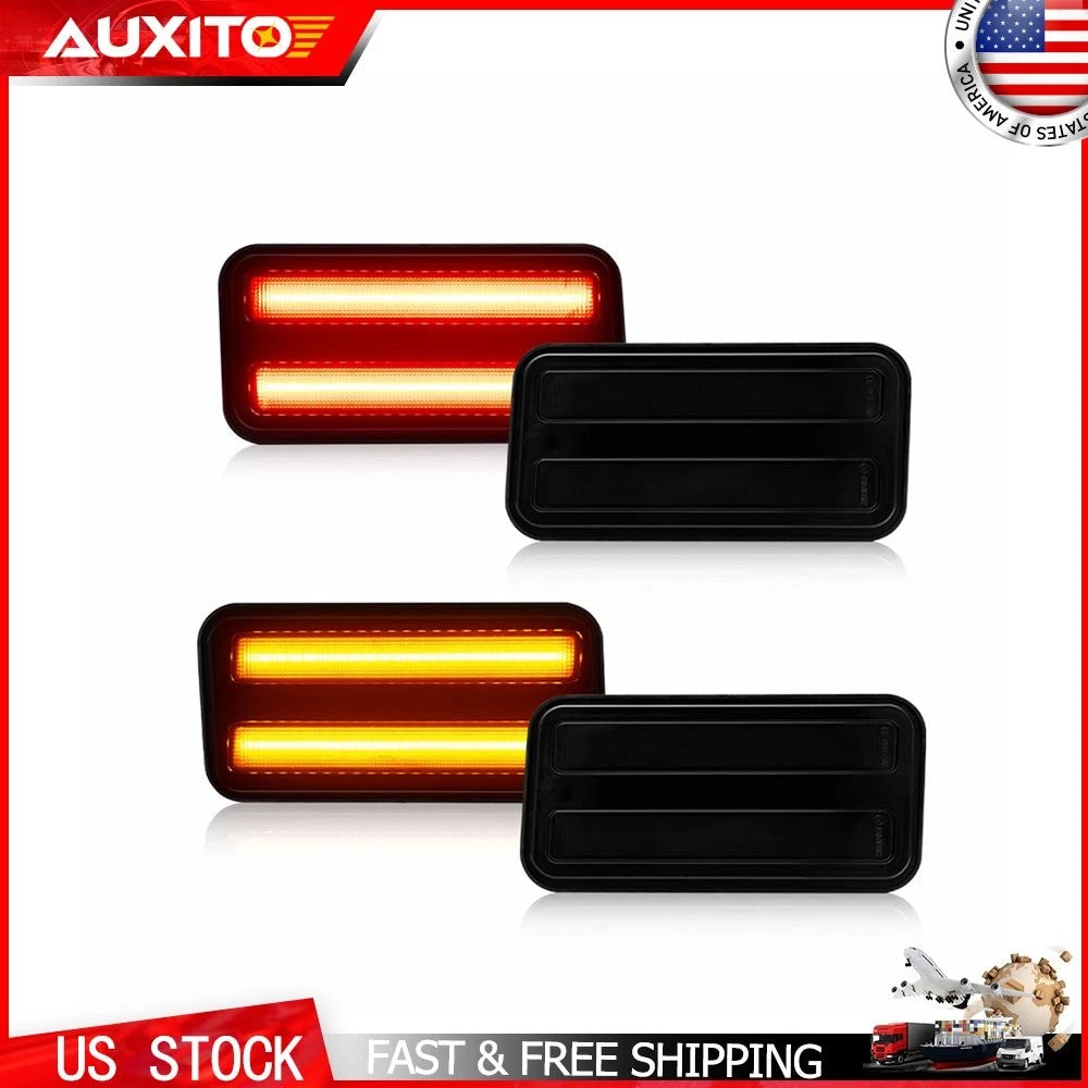 4Pcs Smoked Lens Amber Red LED Side Marker Lights for Pontiac Firebird (1970–1981)