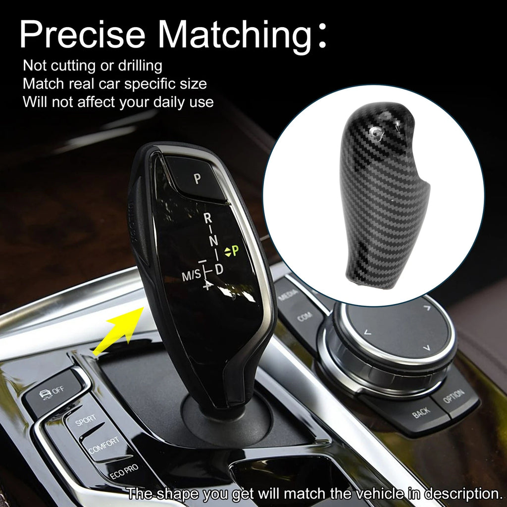 ABS Gear Shift Knob Cover Decal for BMW 5 6 7 Series (Carbon Fiber, Black)