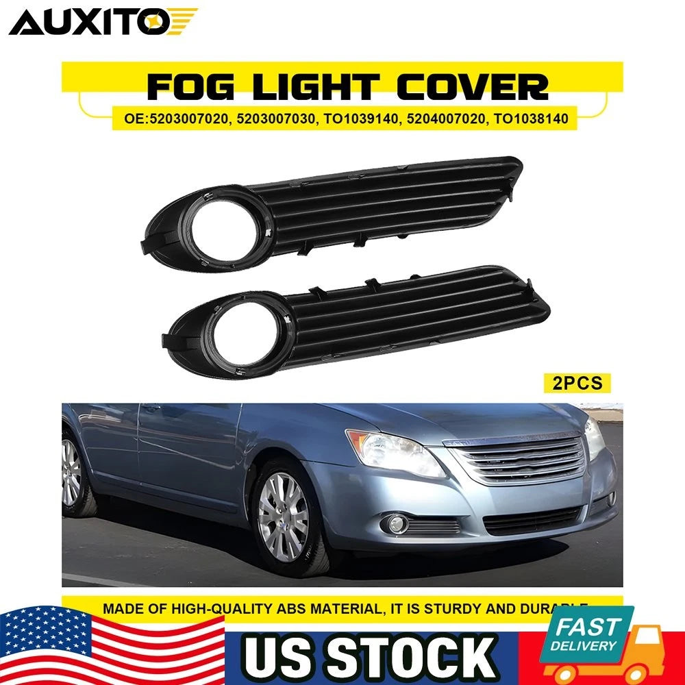 2X Front Fog Light Cover Trim Bezel for Toyota Avalon (2008–2010) Black ABS