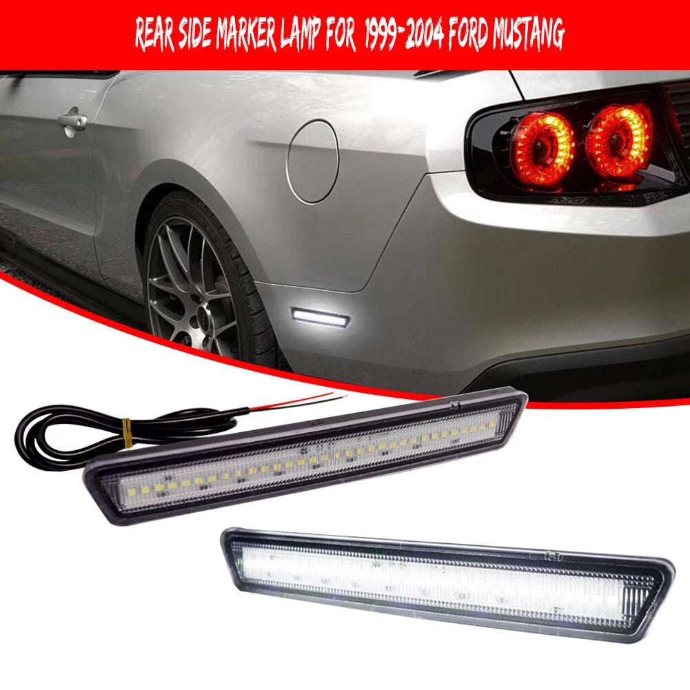Clear Lens White Rear Bumper Side Marker Lamps for Ford Mustang (1999–2004)