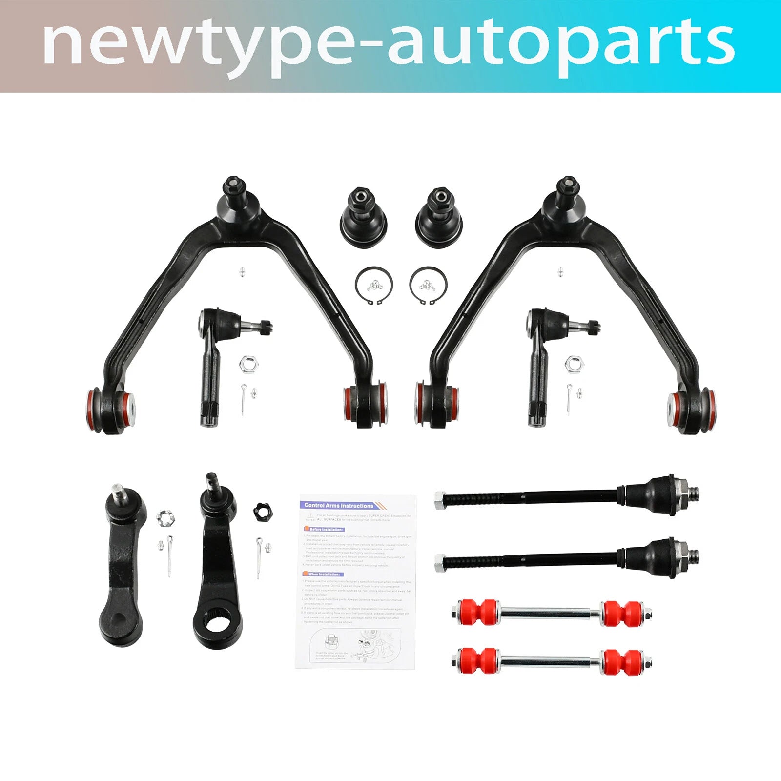 12PC Upper Control Arm Ball Joint & Tie Rod for Chevy Suburban GMC Yukon XL (2000–2006)