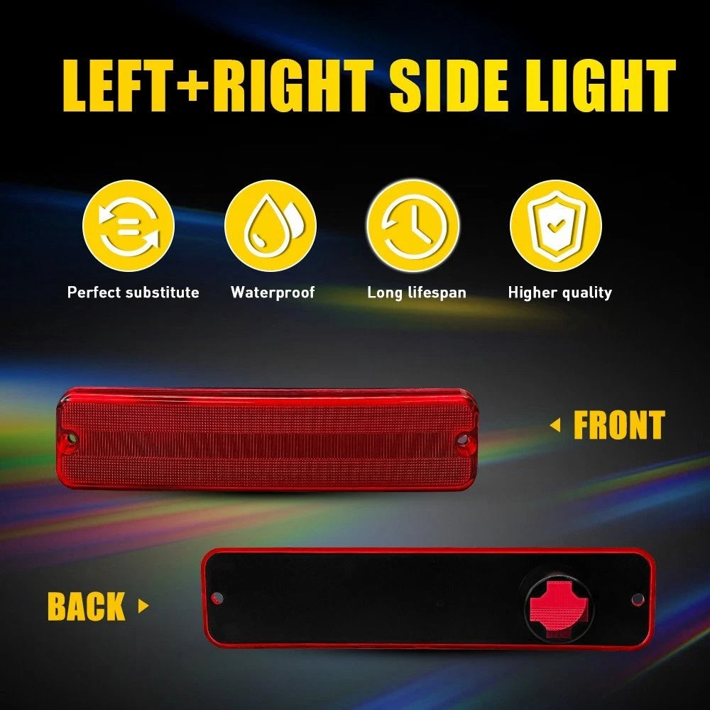 2Pcs Red Rear Side Marker Light Housings for Jeep CJ5 CJ6 CJ7 CJ8 SJ (1976–1986)