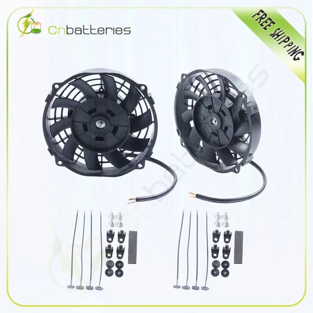 2X 7" Radiator Condenser Cooling Fan for Mustang Jeep Wrangler