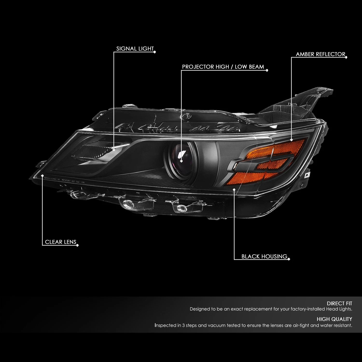 Projector Headlight Lamps Assembly for Chevy Impala (2014–2020)