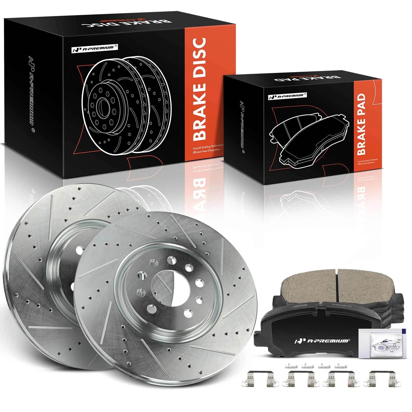 Front Side Drilled Brake Rotors & Ceramic Pads for Jeep Cherokee (2018–2022)