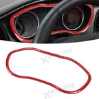 Red Carbon Fiber Style Dashboard Instrument Cover for Dodge Challenger (2015–2023)