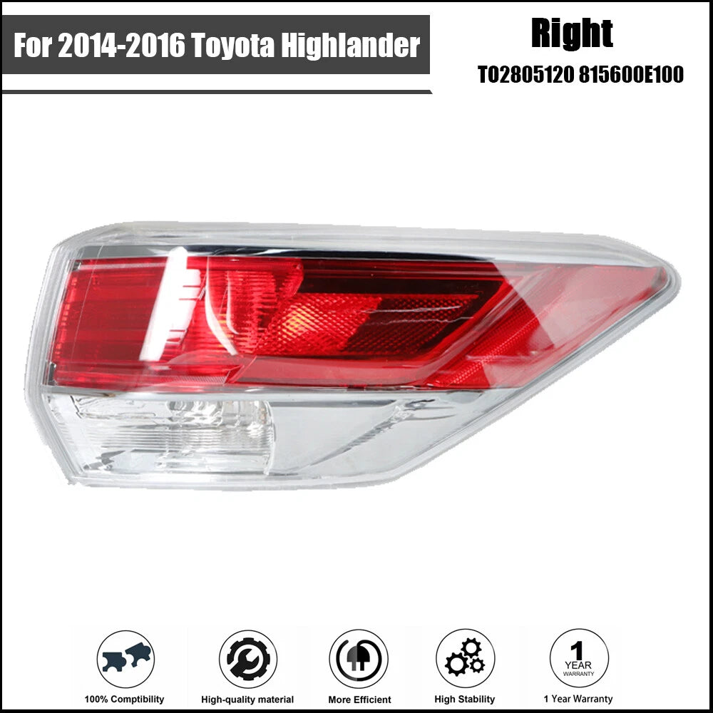 Taillight Assembly for Toyota Highlander (2014–2016) Right Side