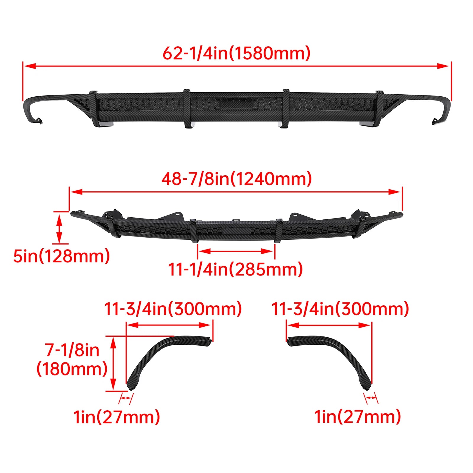 Carbon Fiber Rear Bumper Diffuser Lip V1 for Honda Accord (2018–2021)