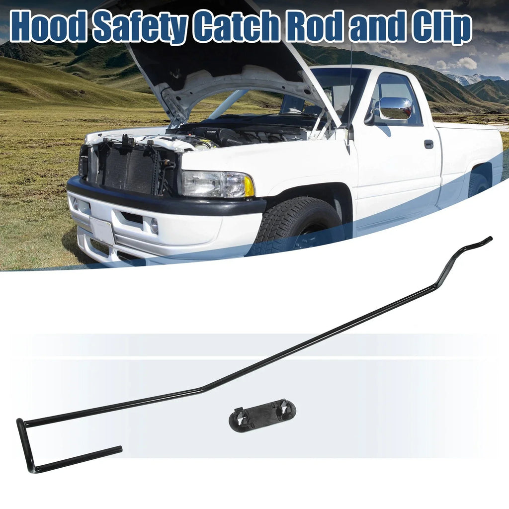 Hood Safety Latch Catch Rod & Retainer Clip Kit for Dodge 1500 2500 (2002-2023)