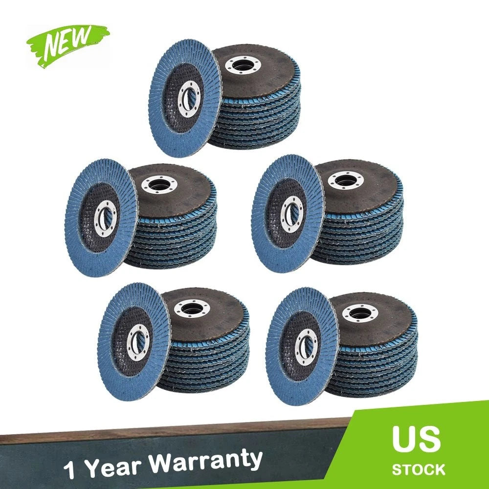 Set of 50 Zirconia Flap Discs for Sanding Grinding (4-1/2" x 7/8")