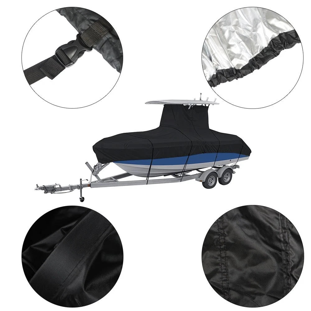 Boat Cover for Center Console (16ft–24ft) Waterproof Black