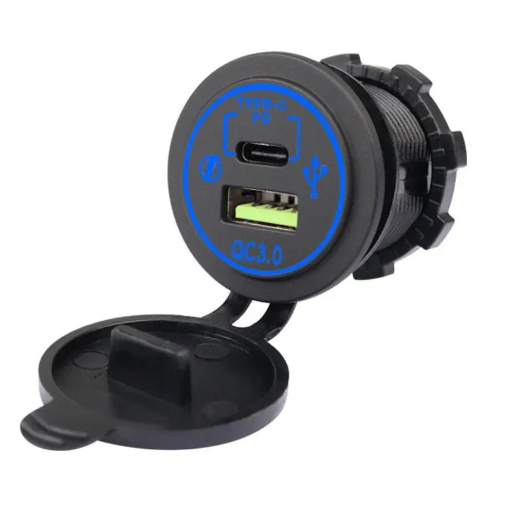 Dual USB QC3.0 Type-C Fast Charger for Cars (Universal)