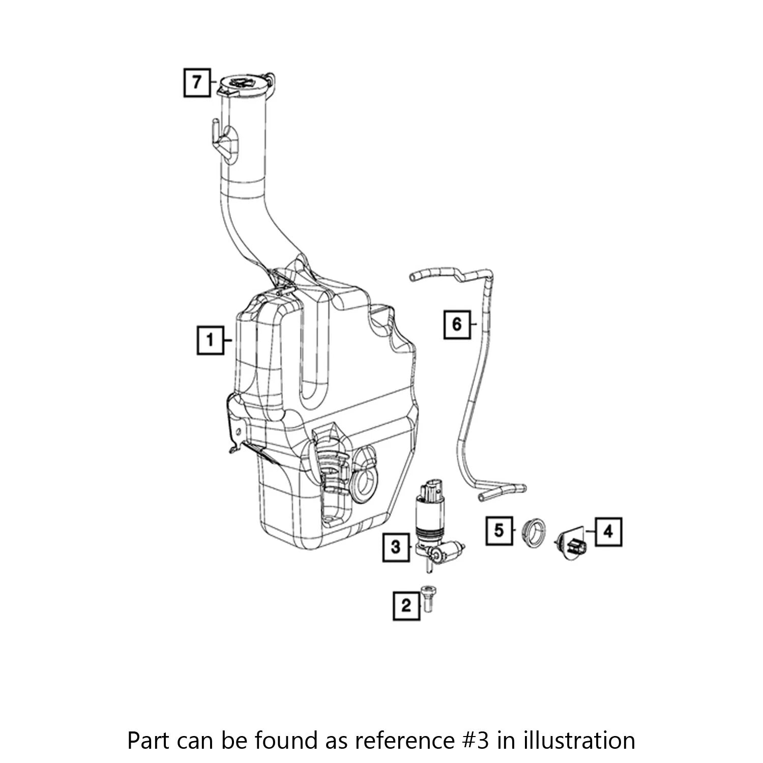 Front Windshield Washer Pump for Chrysler Aspen, Jeep Wrangler (2007–2017)
