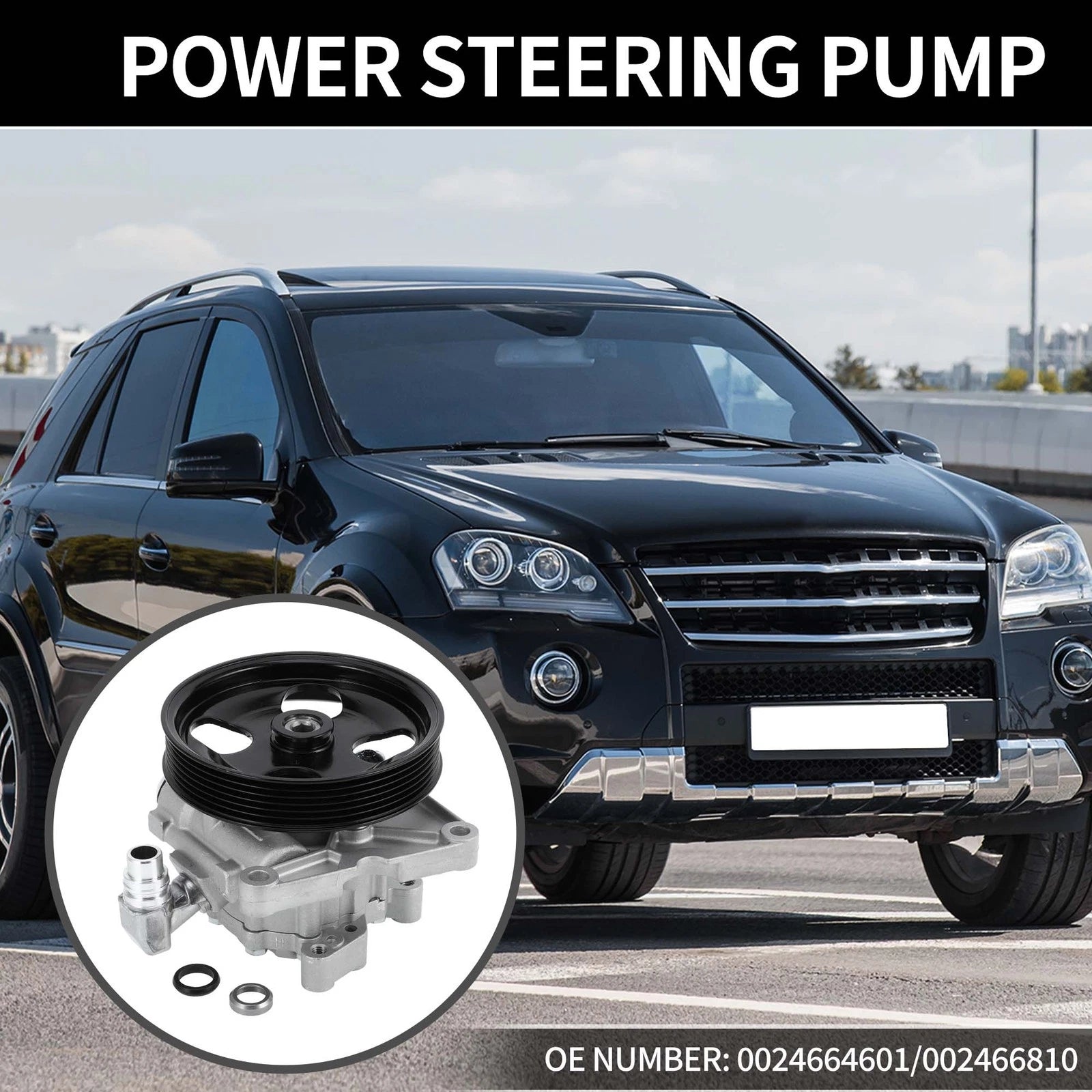 1 Pc Power Steering Pump with Pulley No.0024664601 for Mercedes-Benz ML320 (1998–2005)