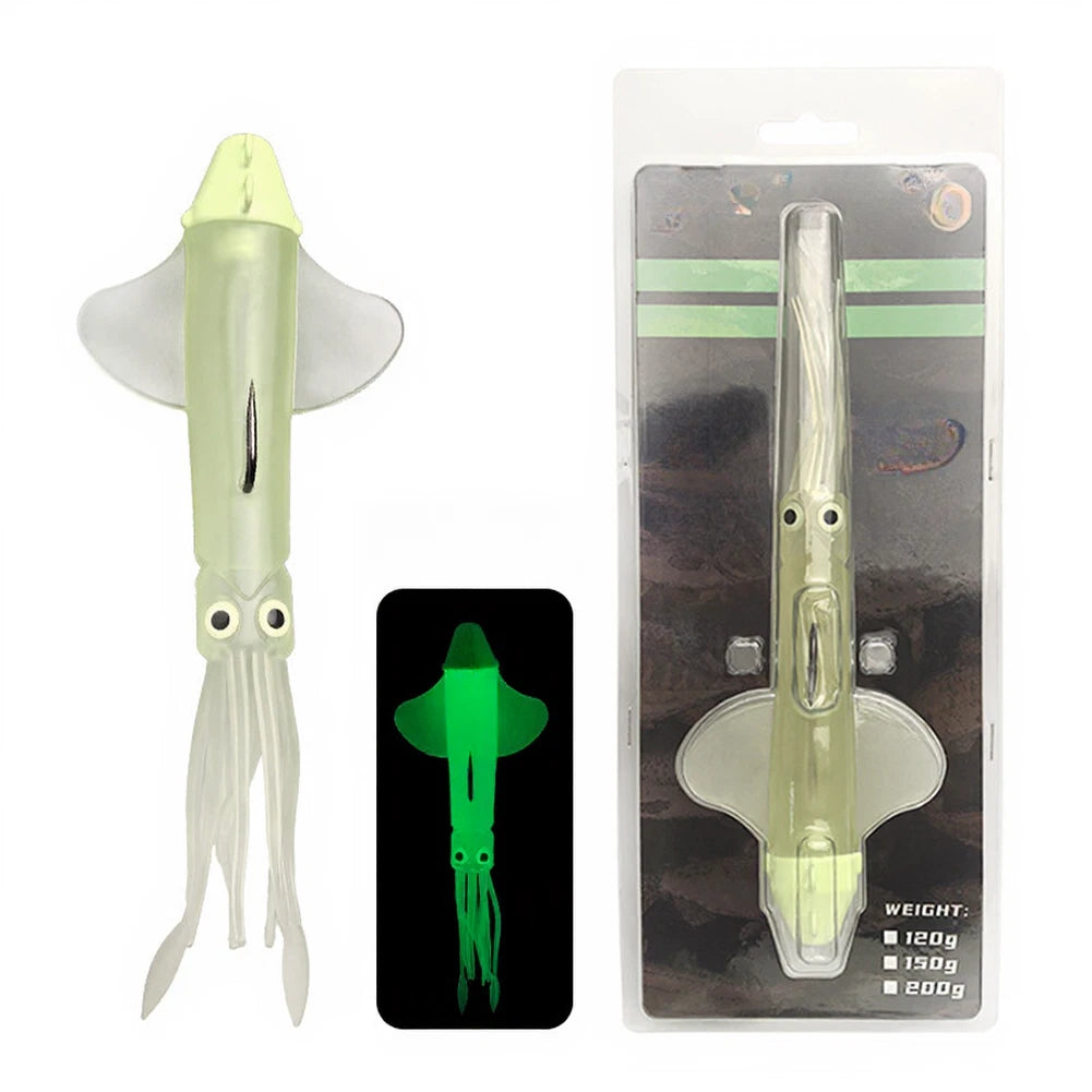 120g Squid Head Soft Bait 21cm with Night Light Effect for Coastal Fishing