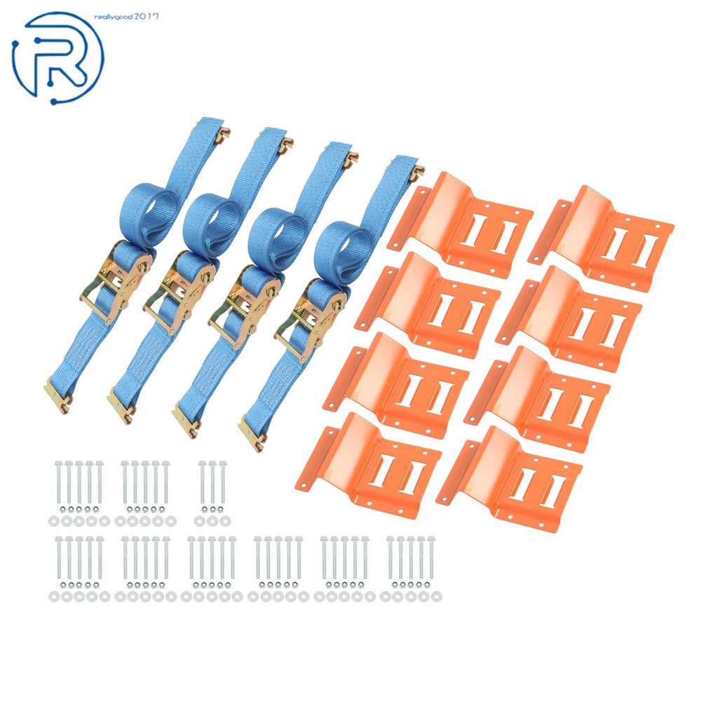 Set of 4 Blue Ratchet Straps for E-Track Trailer (8')