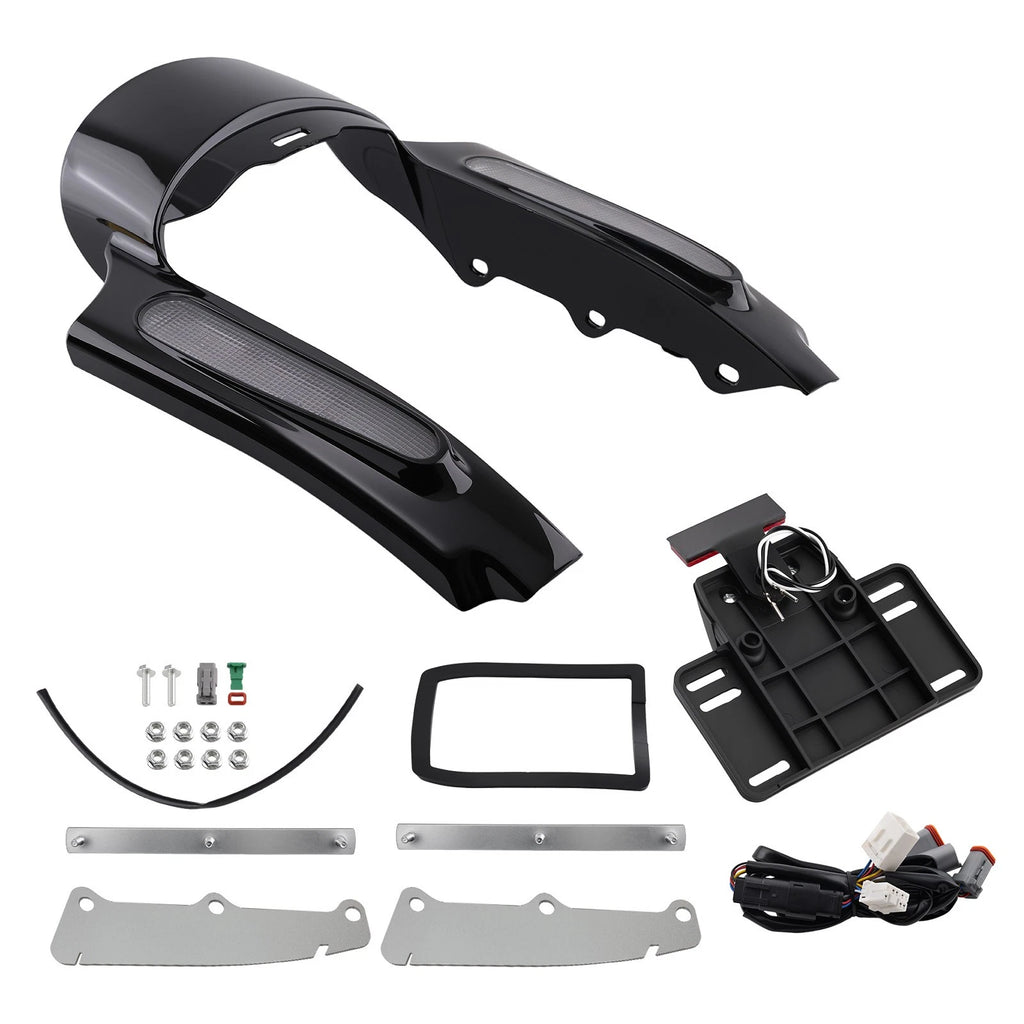 Rear LED Mud Flaps for Harley Electra Glide FLHTC (2009–2013) Black ABS
