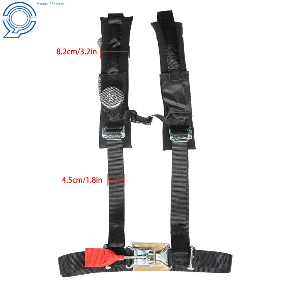 Set of 4 Black ATV/UTV Harness Seatbelts with Phone Pocket