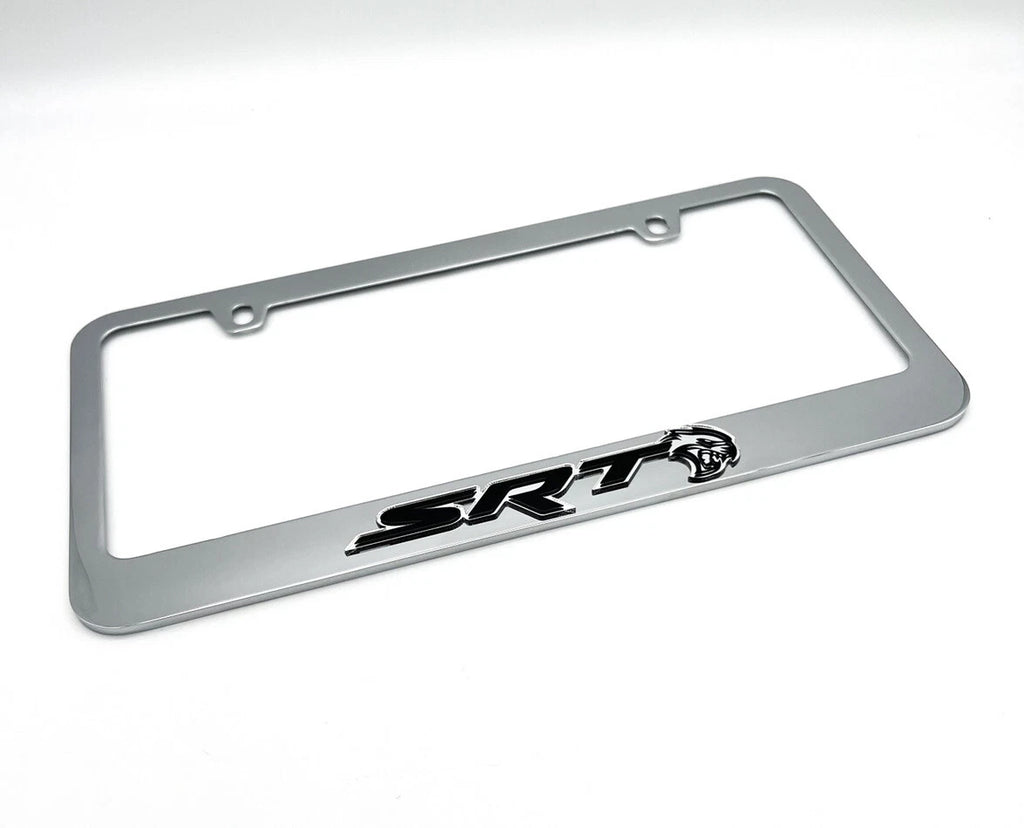 Chrome License Plate Frame with SRT Hellcat Emblem for Dodge Charger (2011–2023)