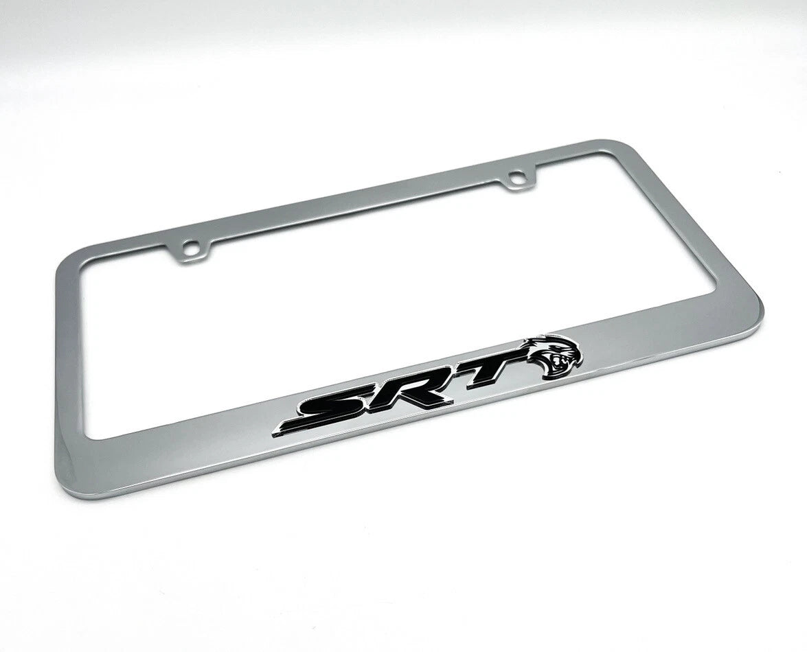 Chrome License Plate Frame with SRT Hellcat Emblem for Dodge Charger (2011–2023)