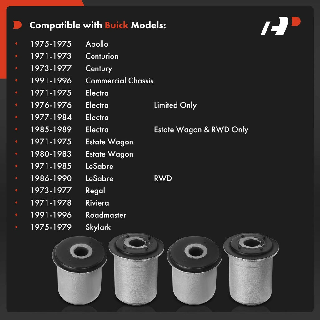 4x Front Lower Control Arm Bushing for Buick Regal (1973-1977)