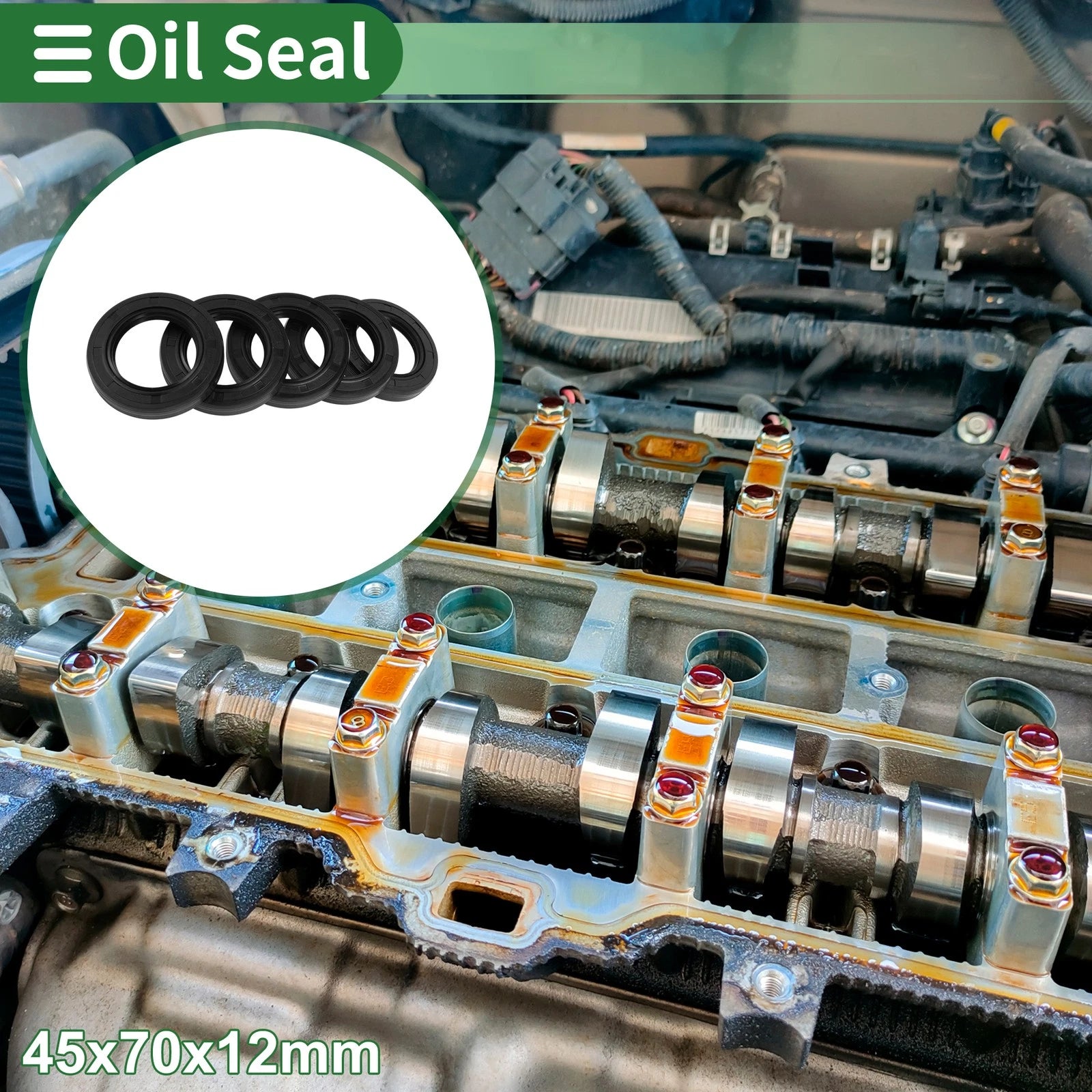 Oil Seal for Various Models (45x70x12mm, NBR Rubber, High Pressure)
