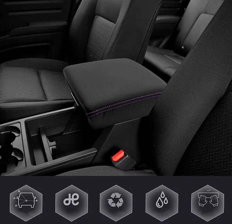 Leather Console Lid Armrest Cover for Honda Ridgeline (2006–2014) Purple Stitch