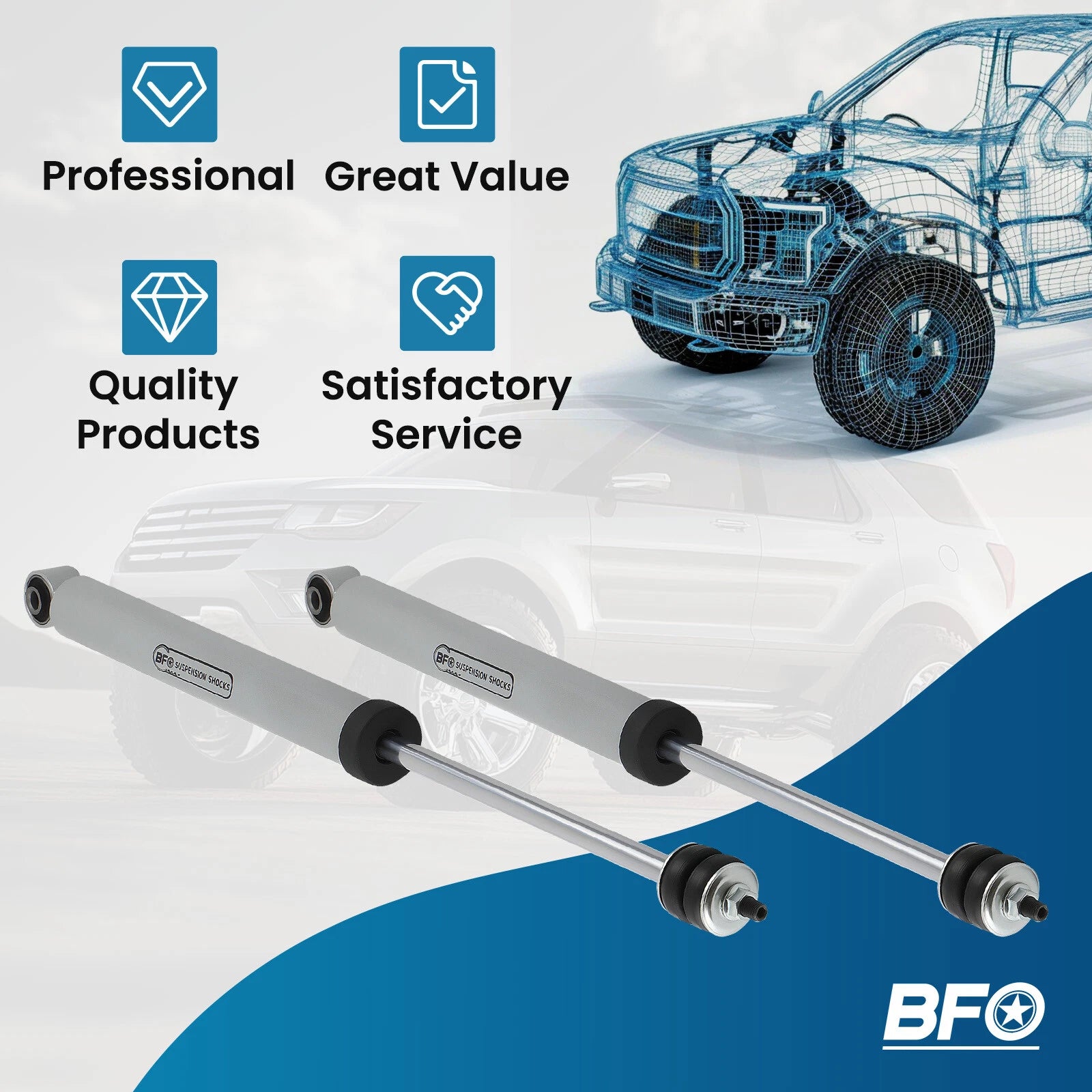 Front Shocks for Ram 2500 3500 4WD (2003–2023) with 3"-4.5" Lift Kit